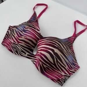 Victoria's Secret Incredible Zebra Bra Size 34C PUSH-UP PINK ‎ Blue & Brown